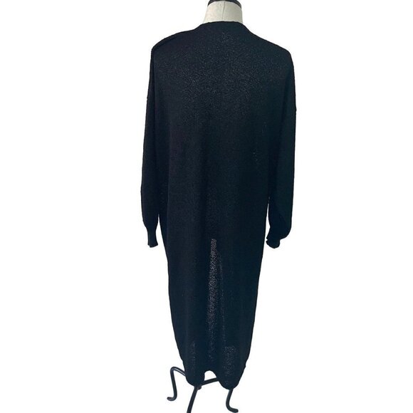 French Rags Vintage Womens Open Duster Cardigan Black Size 2 Medium Pure Rayon - Picture 2 of 13